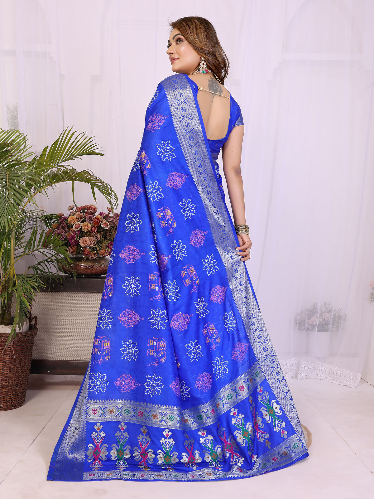 Stylist Lightweight Dola Silk Bandhej Khadi Print Saree
