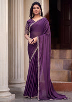 Floral Sequin Border Elegant Rangoli Saree