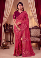 Festive Paisley Embroidered Georgette Saree