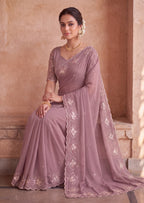 Classy Floral Embroidery Rangoli Saree