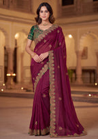 Elegant C-Pallu Two-Tone Fendy Chiffon Saree