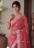 Designer Two-Tone Crunchy Tissue Saree