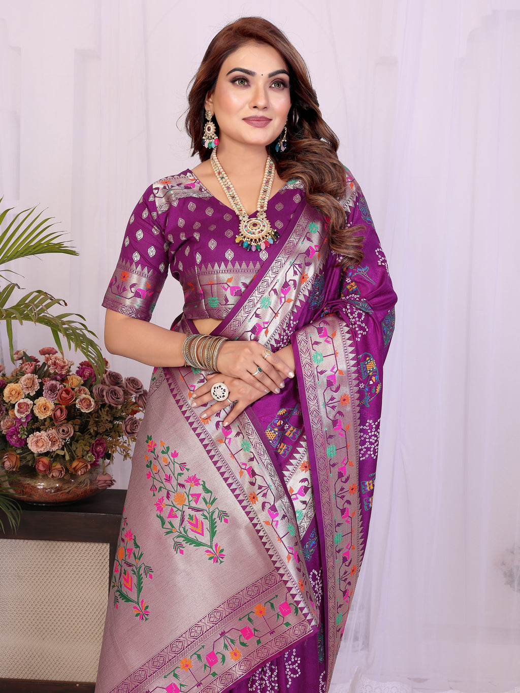 Stylist Lightweight Dola Silk Bandhej Khadi Print Saree