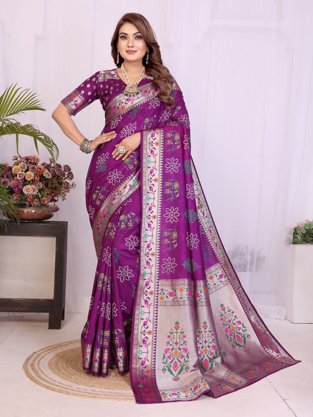 Stylist Lightweight Dola Silk Bandhej Khadi Print Saree