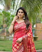 Traditional Printed Border Dola Silk Saree