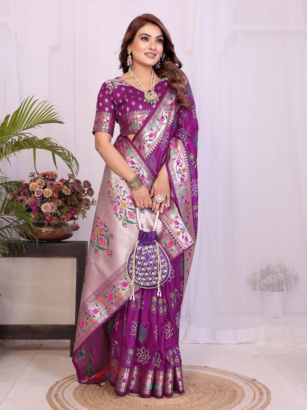 Stylist Lightweight Dola Silk Bandhej Khadi Print Saree