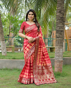 Traditional Printed Border Dola Silk Saree