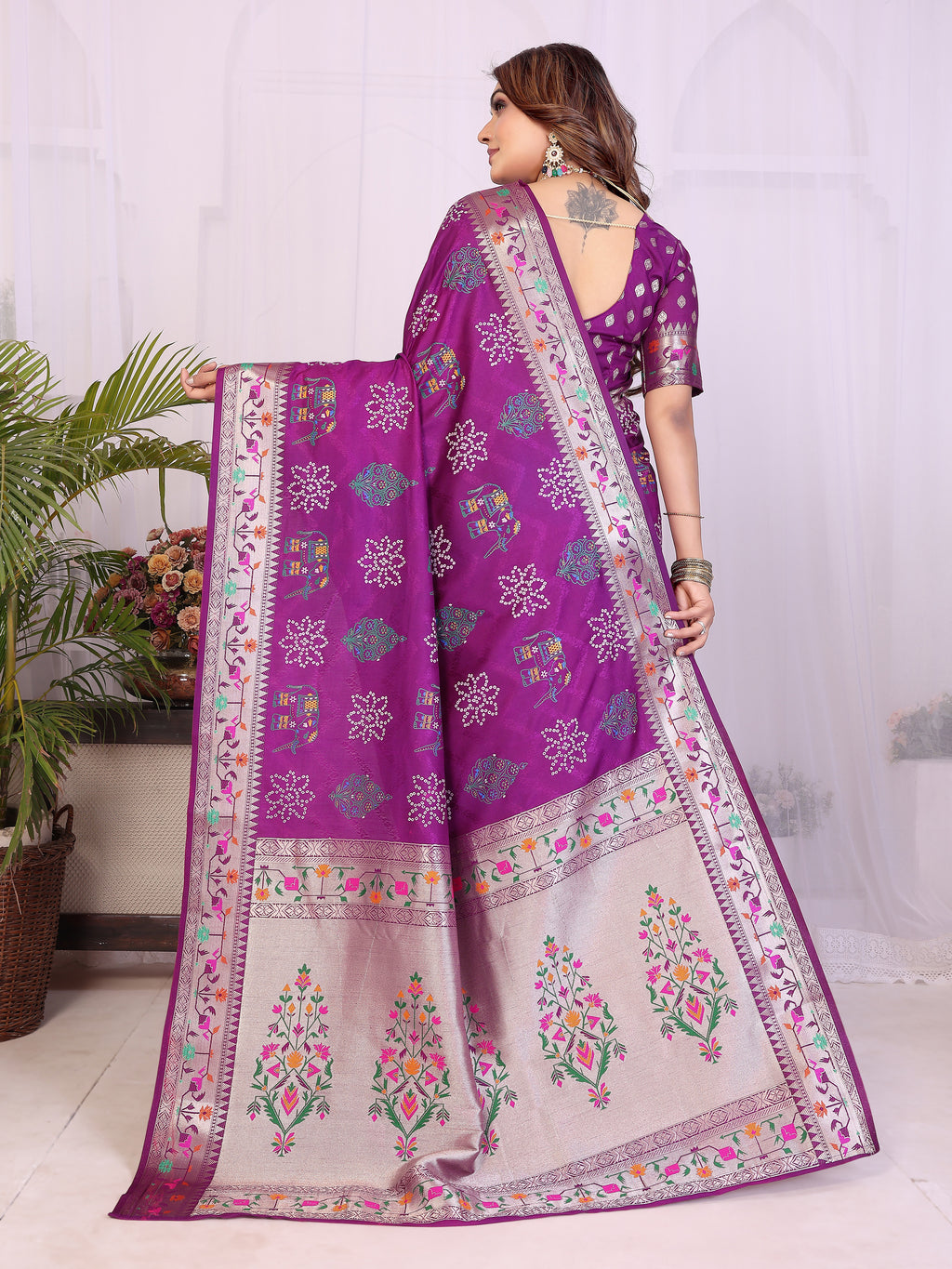 Stylist Lightweight Dola Silk Bandhej Khadi Print Saree
