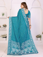 Kanchi Zari Border Satin Silk Bandhej Print Saree