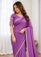 Premium Two-Tone NC Vichitra Beads Handwork Saree