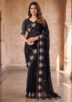 Classy Floral Embroidery Rangoli Saree