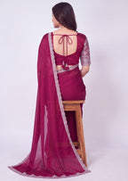Delicate Embroidery Scalloped Border Rangoli Saree