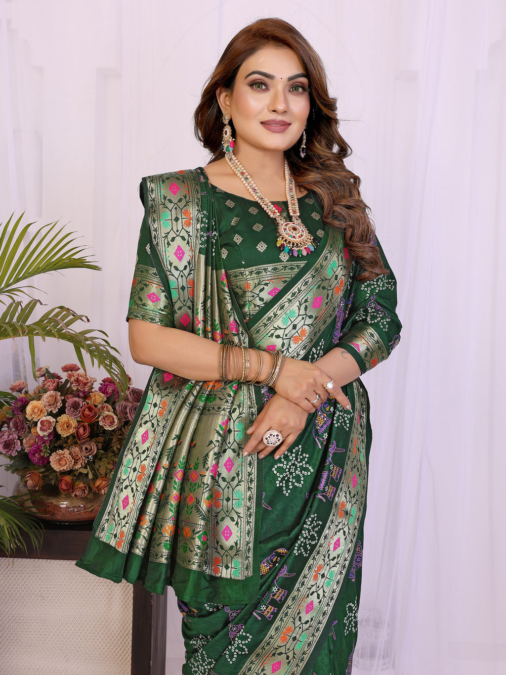 Stylist Lightweight Dola Silk Bandhej Khadi Print Saree