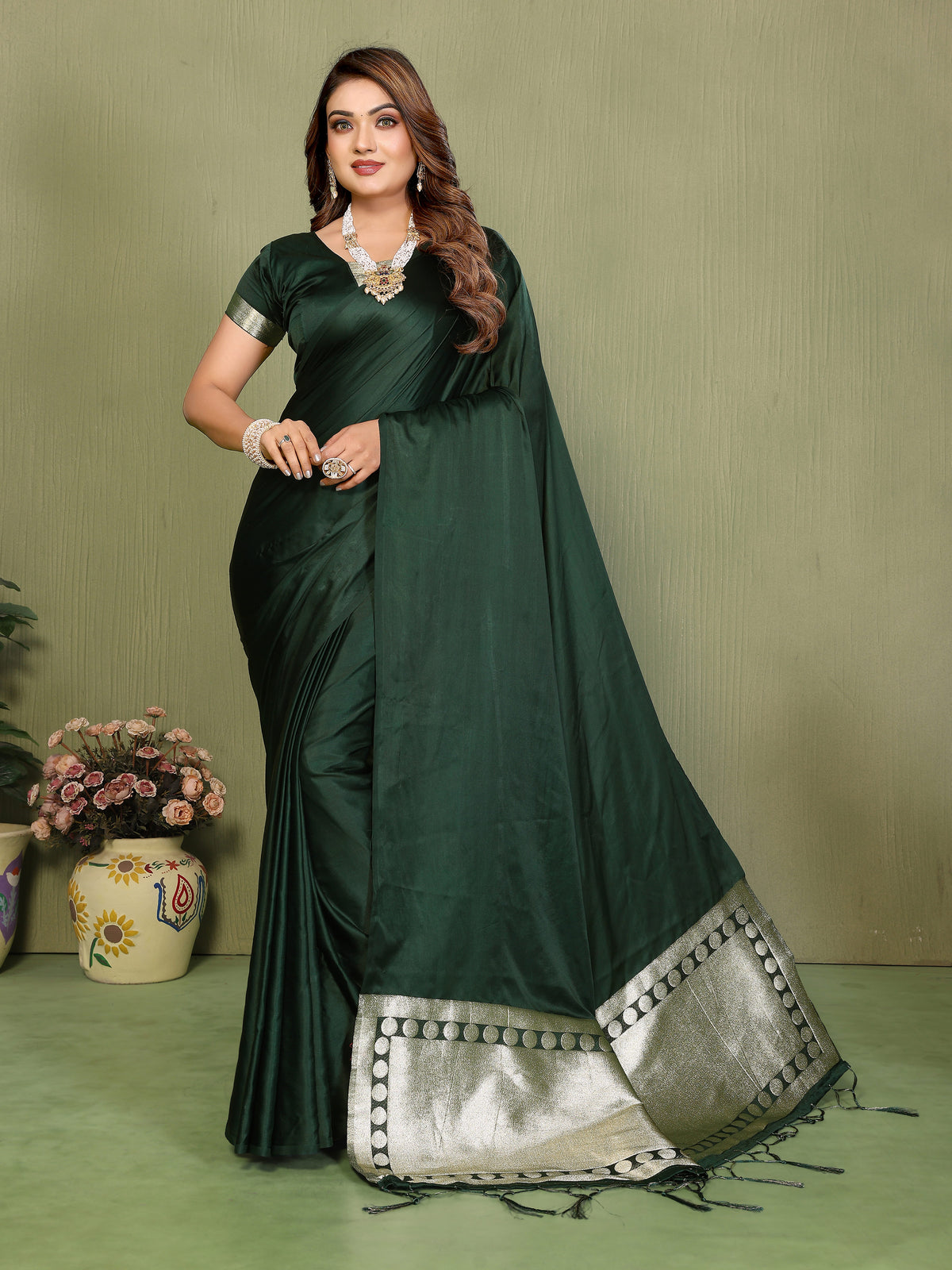 Premium Zari Lagadi Patta Rich Pallu Satin Silk Saree