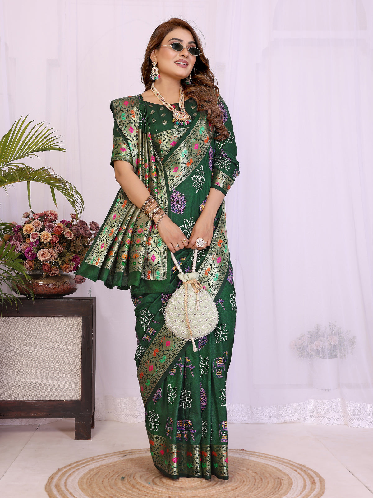 Stylist Lightweight Dola Silk Bandhej Khadi Print Saree