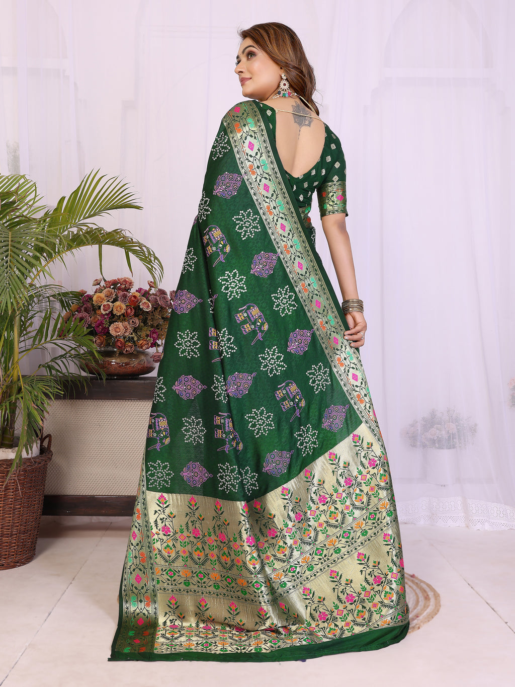Stylist Lightweight Dola Silk Bandhej Khadi Print Saree