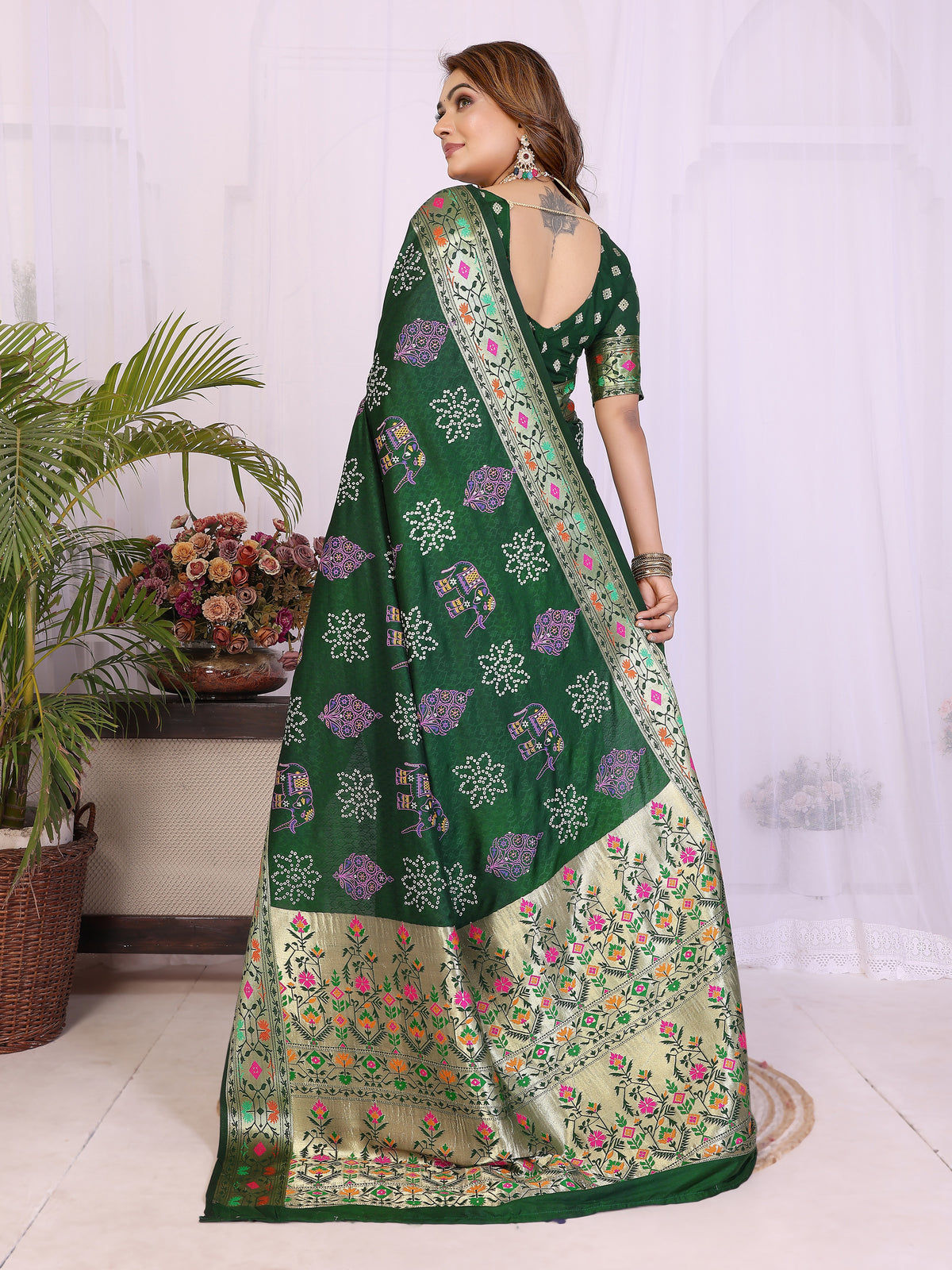 Stylist Lightweight Dola Silk Bandhej Khadi Print Saree