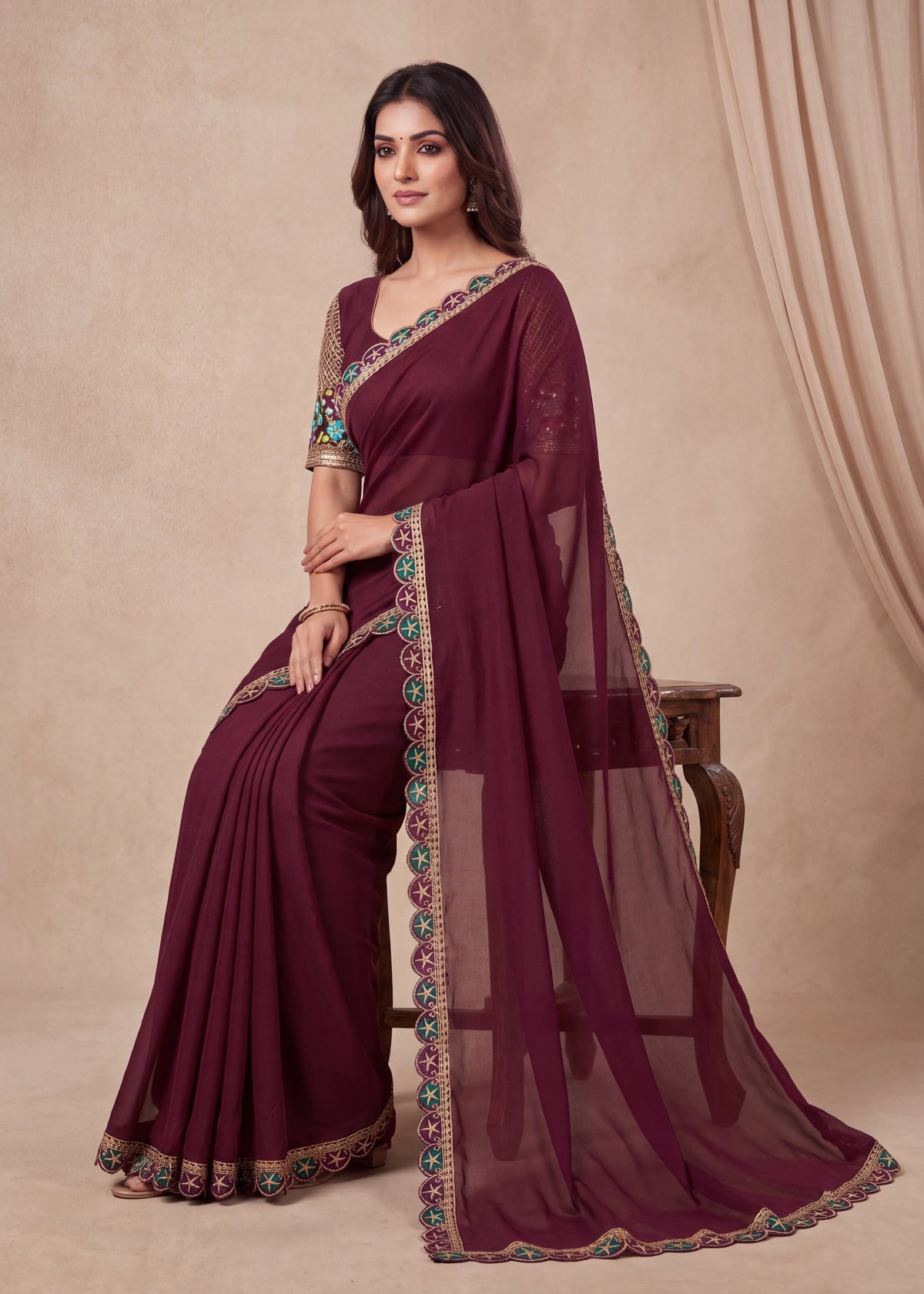 Premium Tesla Embroidered Designer Saree