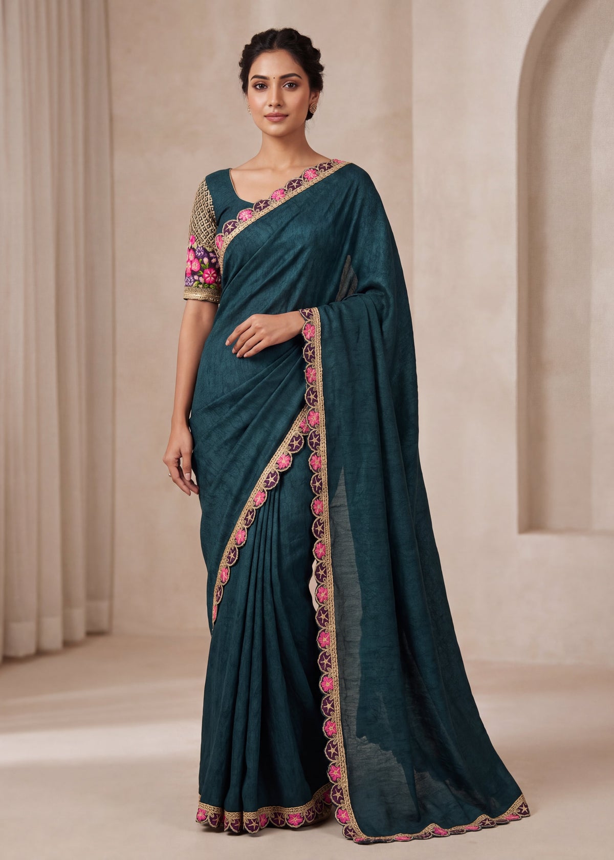 Premium Tesla Embroidered Designer Saree