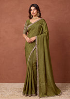 Designer NC Vichitra Embroidered Border Saree