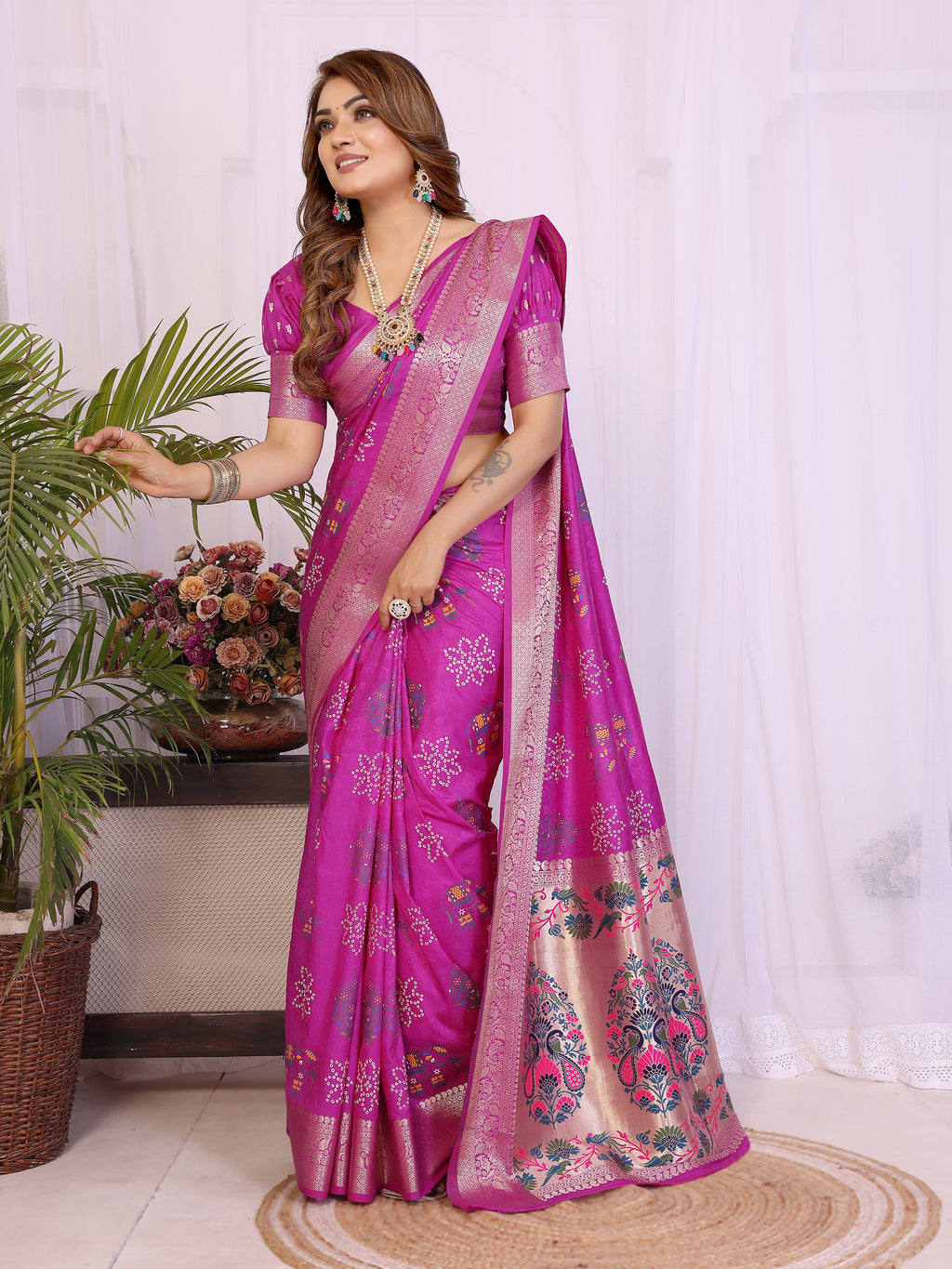 Stylist Lightweight Dola Silk Bandhej Khadi Print Saree