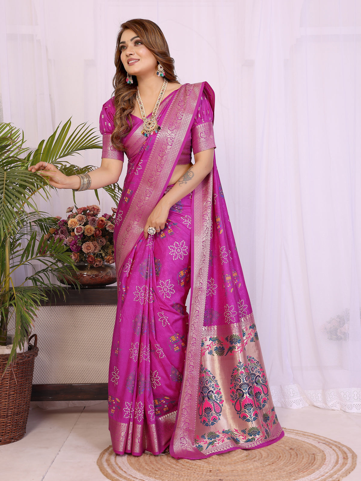 Stylist Lightweight Dola Silk Bandhej Khadi Print Saree
