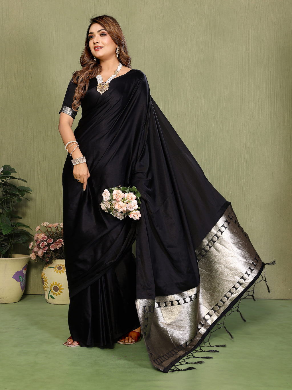 Premium Zari Lagadi Patta Rich Pallu Satin Silk Saree