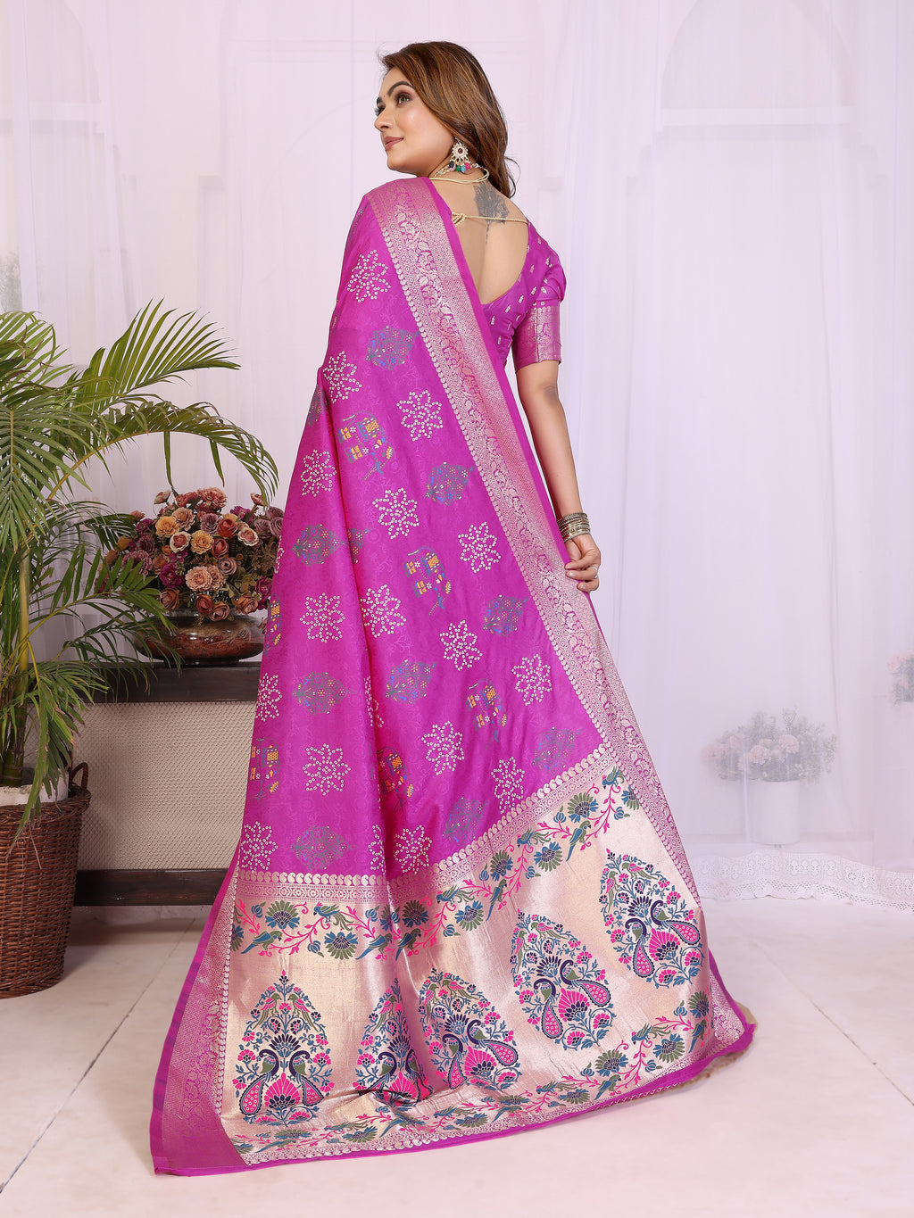 Stylist Lightweight Dola Silk Bandhej Khadi Print Saree
