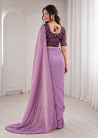 Embroidered Heavy Blouse Premium Chiffon Silk Saree