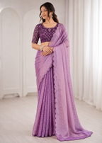 Embroidered Heavy Blouse Premium Chiffon Silk Saree