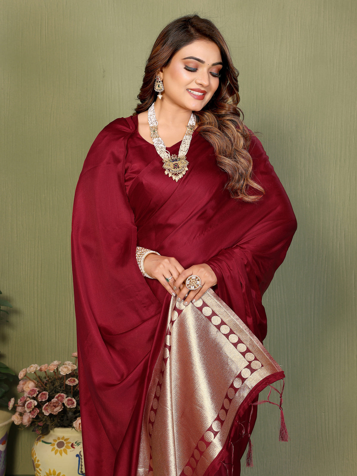 Premium Zari Lagadi Patta Rich Pallu Satin Silk Saree