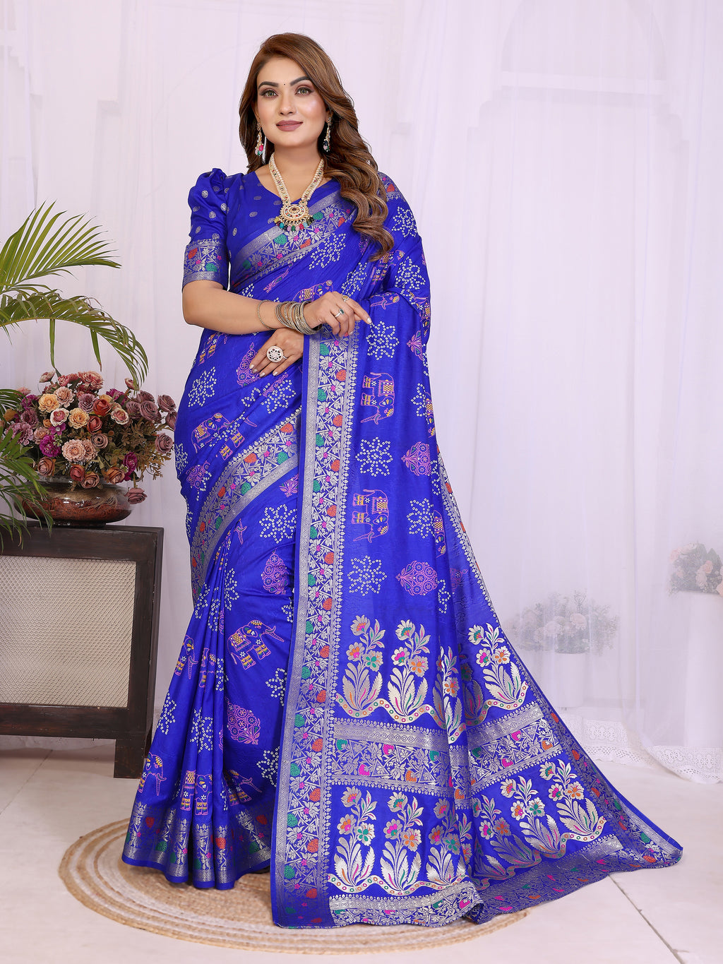 Stylist Lightweight Dola Silk Bandhej Khadi Print Saree
