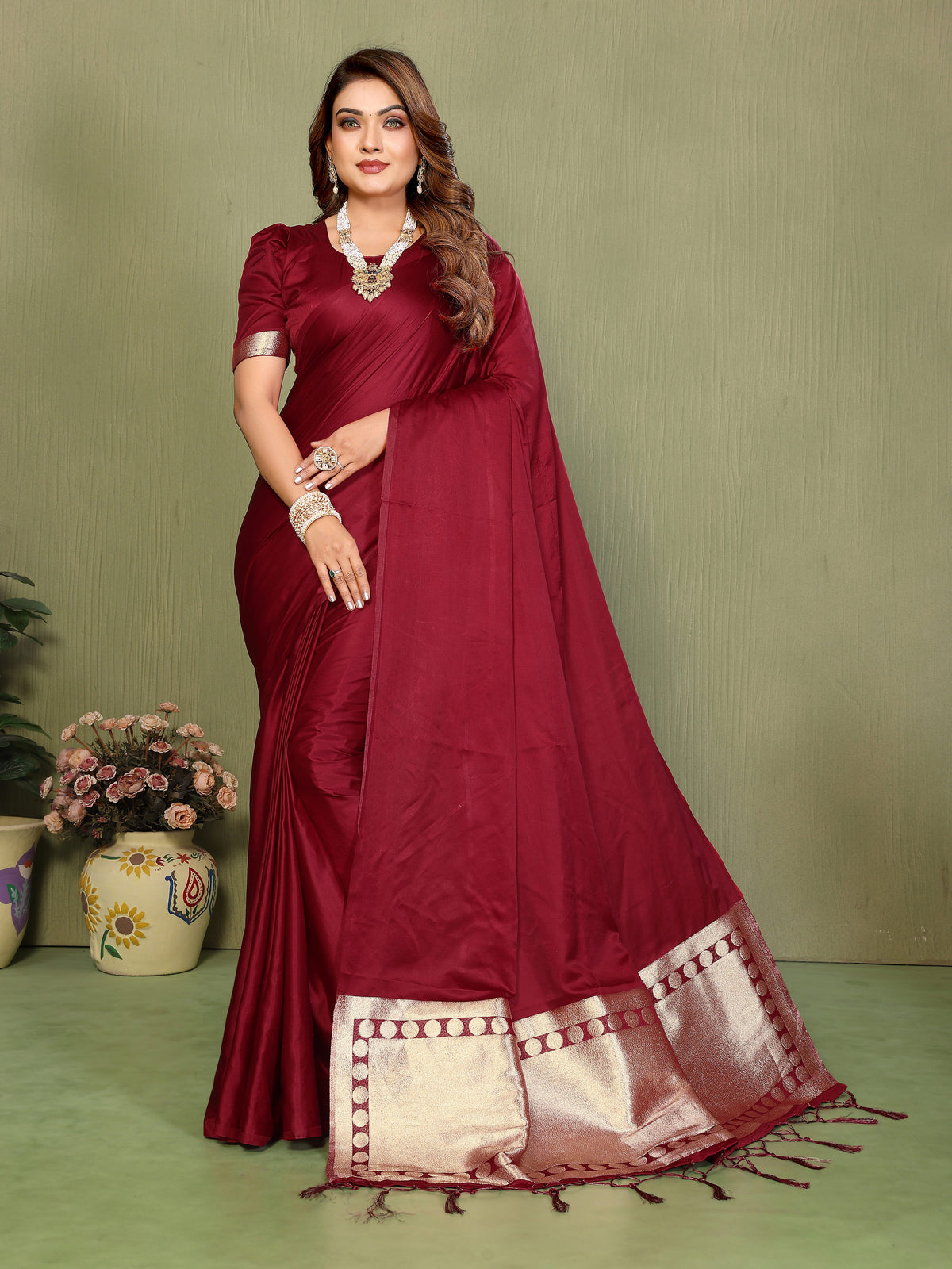 Premium Zari Lagadi Patta Rich Pallu Satin Silk Saree