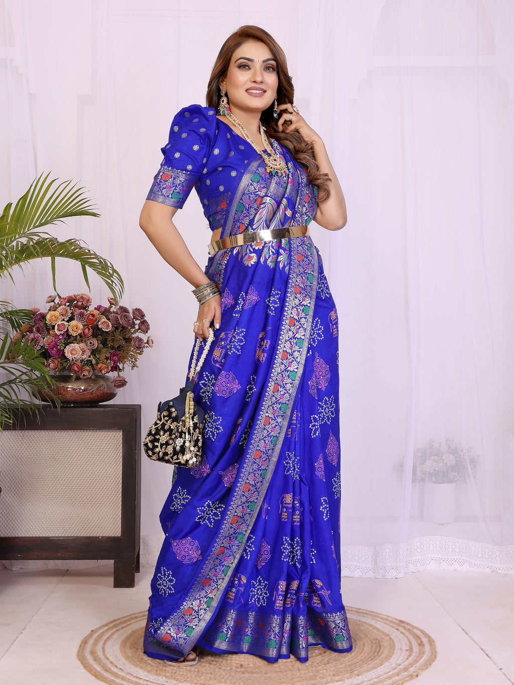 Stylist Lightweight Dola Silk Bandhej Khadi Print Saree