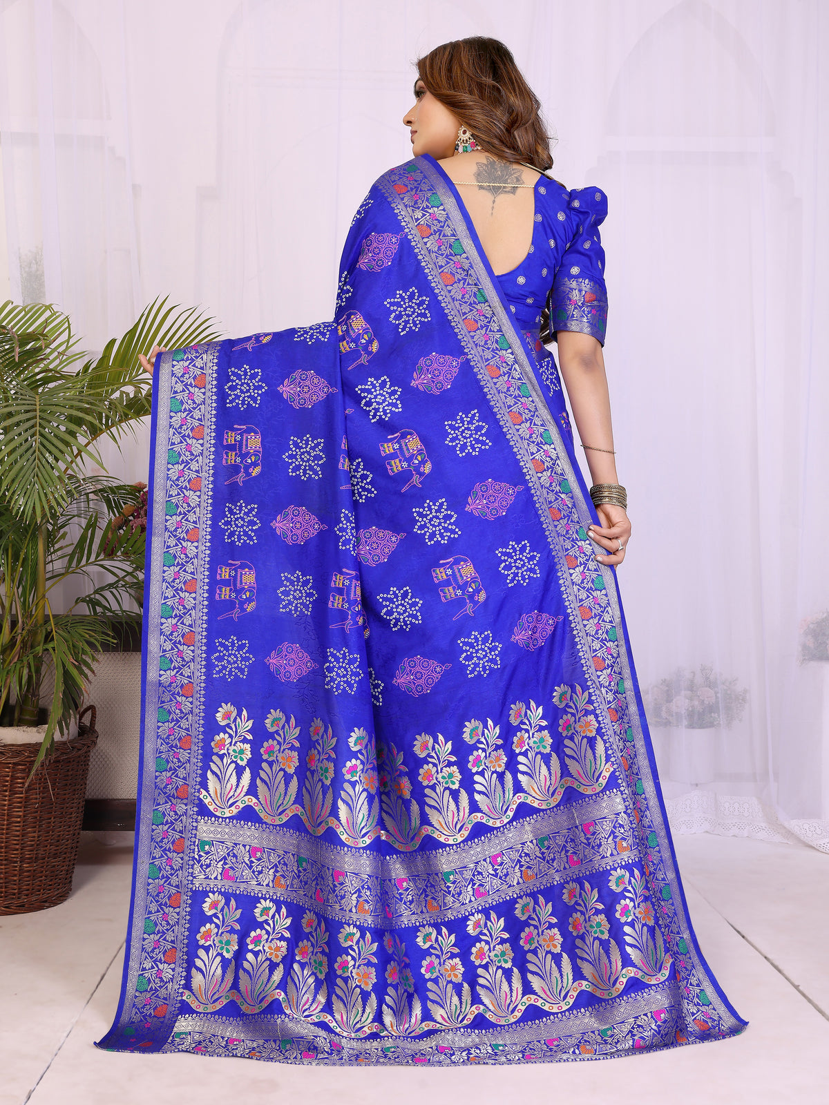Stylist Lightweight Dola Silk Bandhej Khadi Print Saree