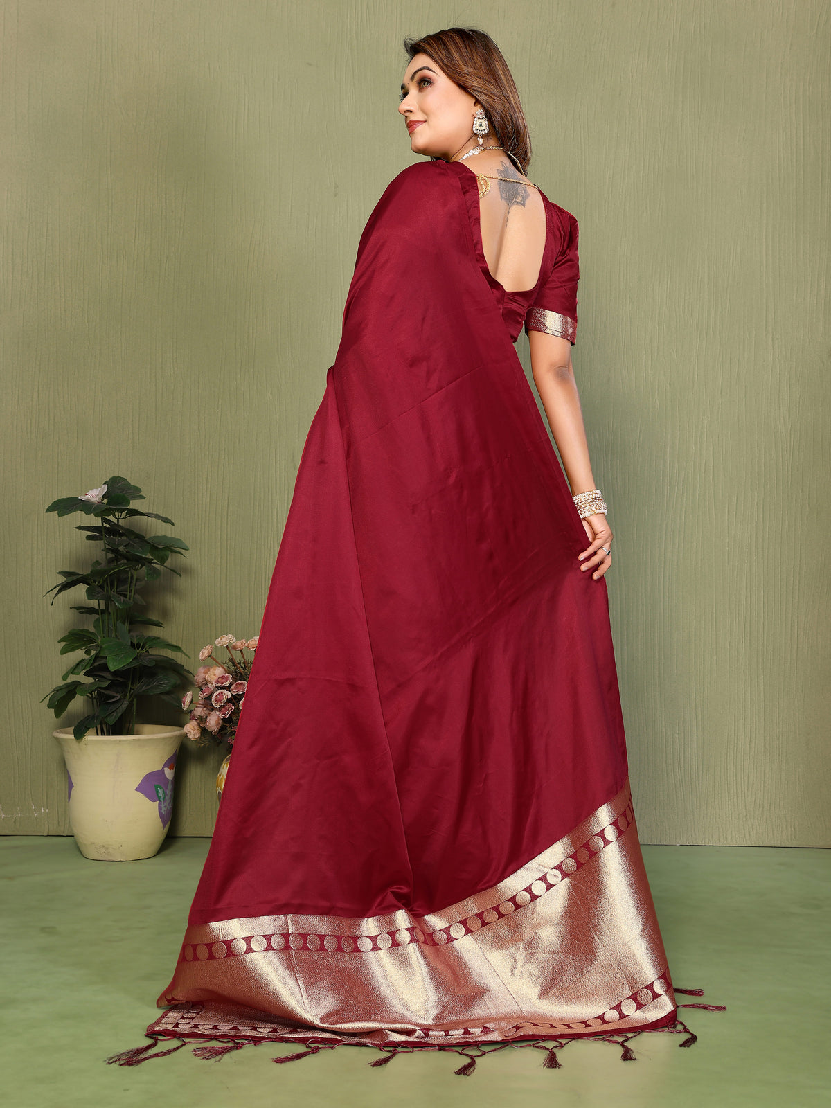 Premium Zari Lagadi Patta Rich Pallu Satin Silk Saree