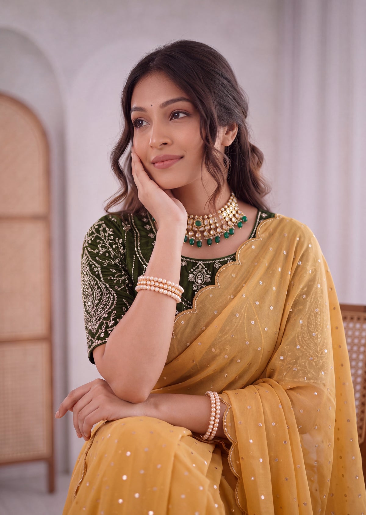 Embroidered Heavy Blouse Premium Chiffon Silk Saree