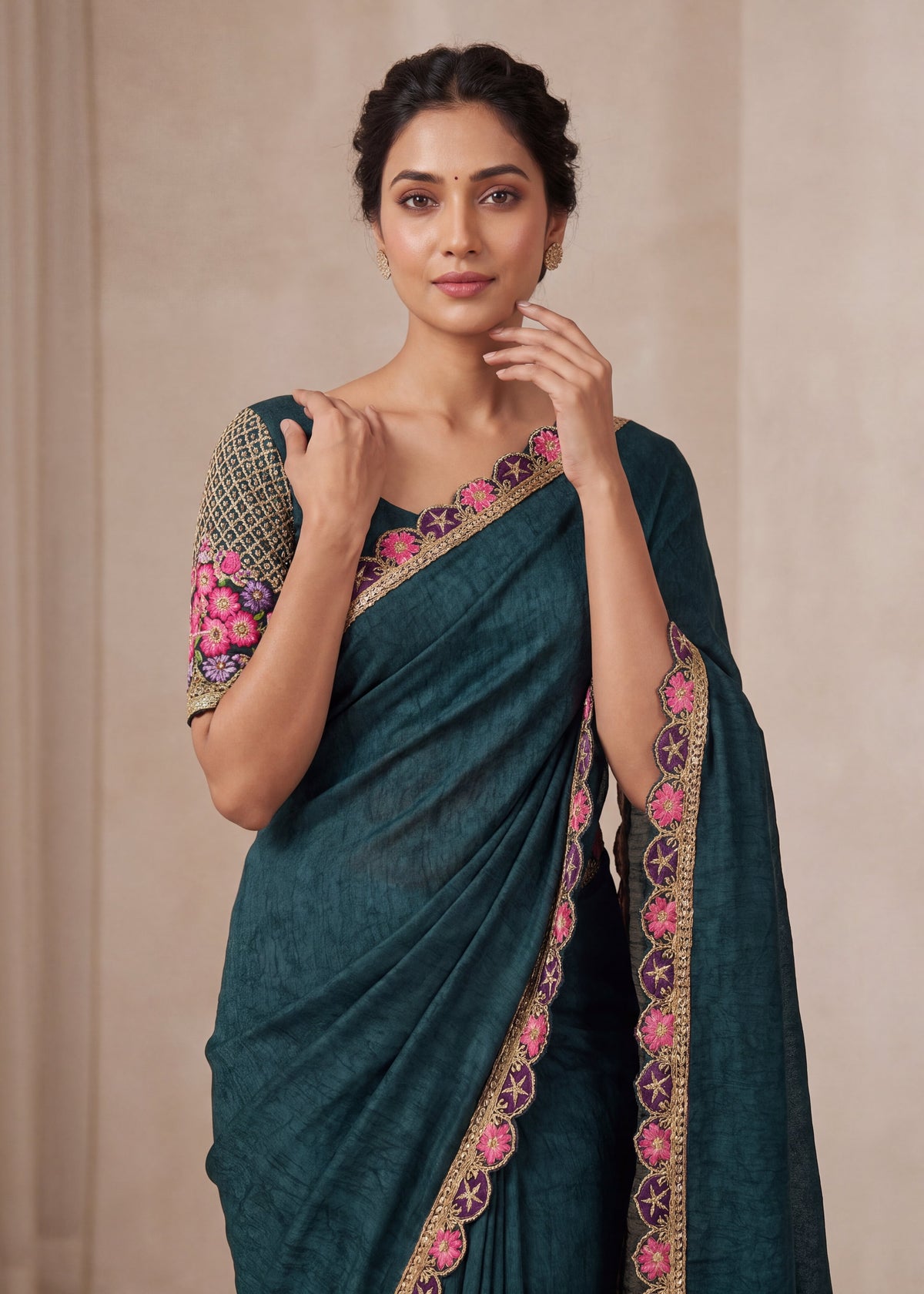 Premium Tesla Embroidered Designer Saree