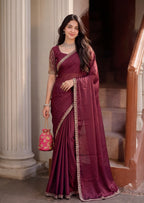 Floral Sequin Border Elegant Rangoli Saree