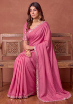 Designer NC Vichitra Embroidered Border Saree