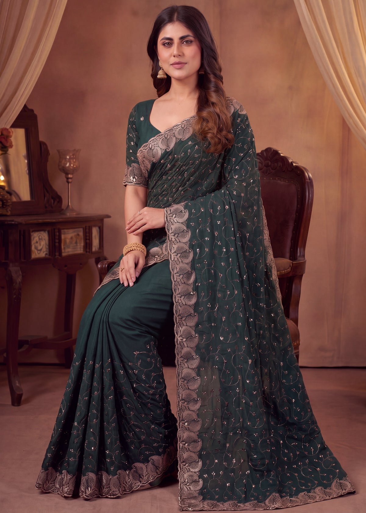 Royal NC Vichitra Heavy Zari C-Pallu Saree