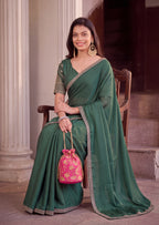 Floral Sequin Border Elegant Rangoli Saree