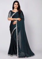 Delicate Embroidery Scalloped Border Rangoli Saree