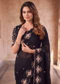 Classy Floral Embroidery Rangoli Saree