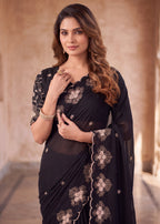 Classy Floral Embroidery Rangoli Saree