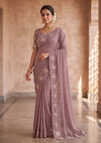 Classy Floral Embroidery Rangoli Saree