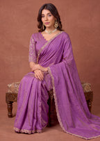 Designer NC Vichitra Embroidered Border Saree