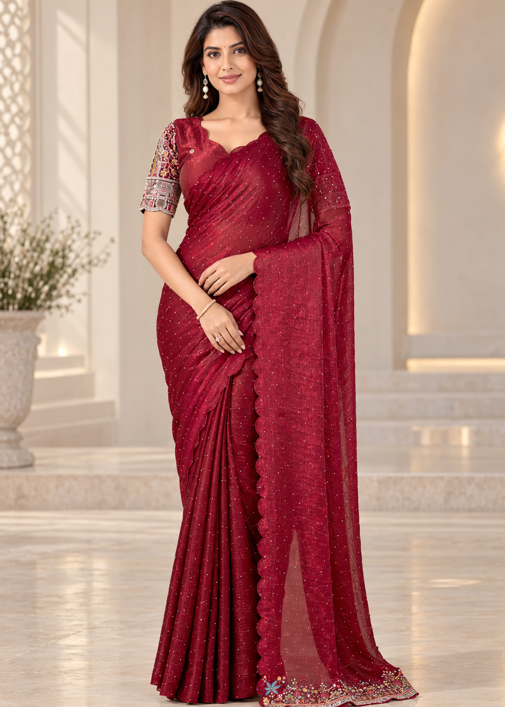 Chiffon Embellished Designer Party Wear Saree