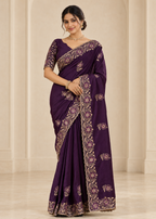 Designer Emerald Chiffon Embroidered Saree