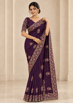 Designer Emerald Chiffon Embroidered Saree